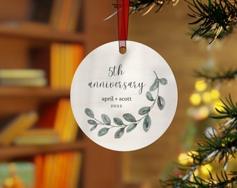 5th Anniversary Gift, 5th Anniversary Ornament, Personalized Anniversary Gift, Any Anniversary Year