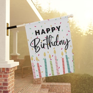 Happy Birthday Garden Flag, Birthday Cake Flag, Party Flag, Birthday Sign, Garden Decor, Yard Decor (B7)