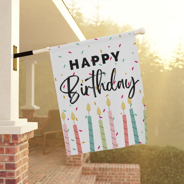 Happy Birthday Garden Flag, Birthday Cake Flag, Party Flag, Birthday Sign, Garden Decor, Yard Decor (B7)