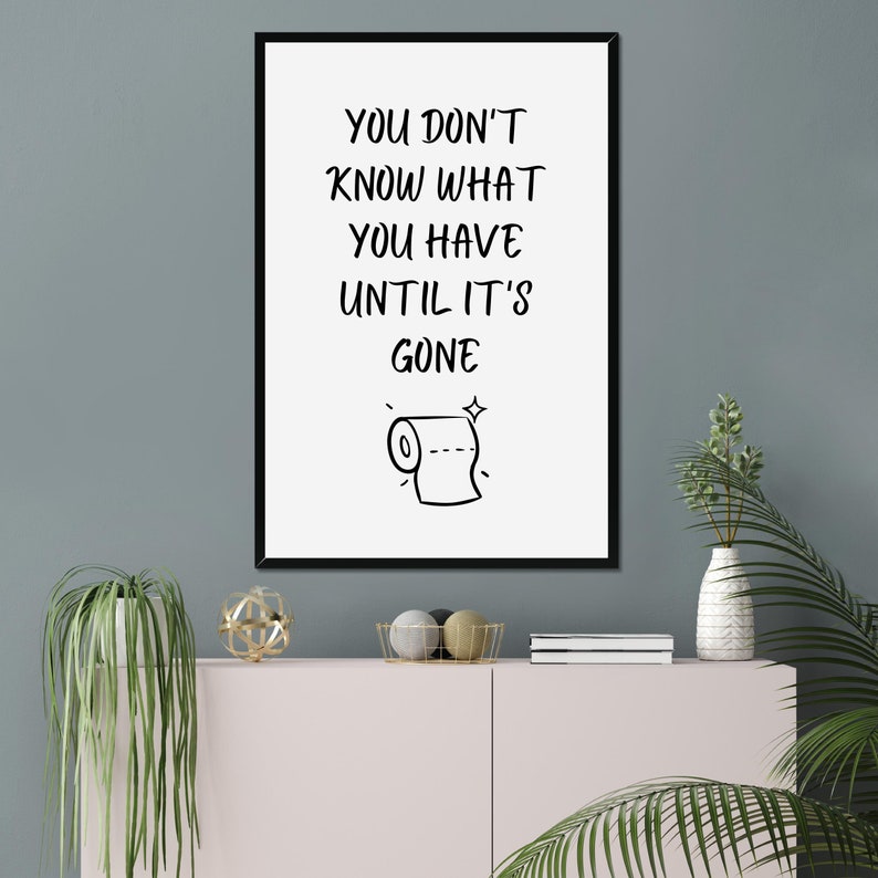 Funny Toilet Sign, No Toilet Paper, Toilet Roll Joke, Vintage Design