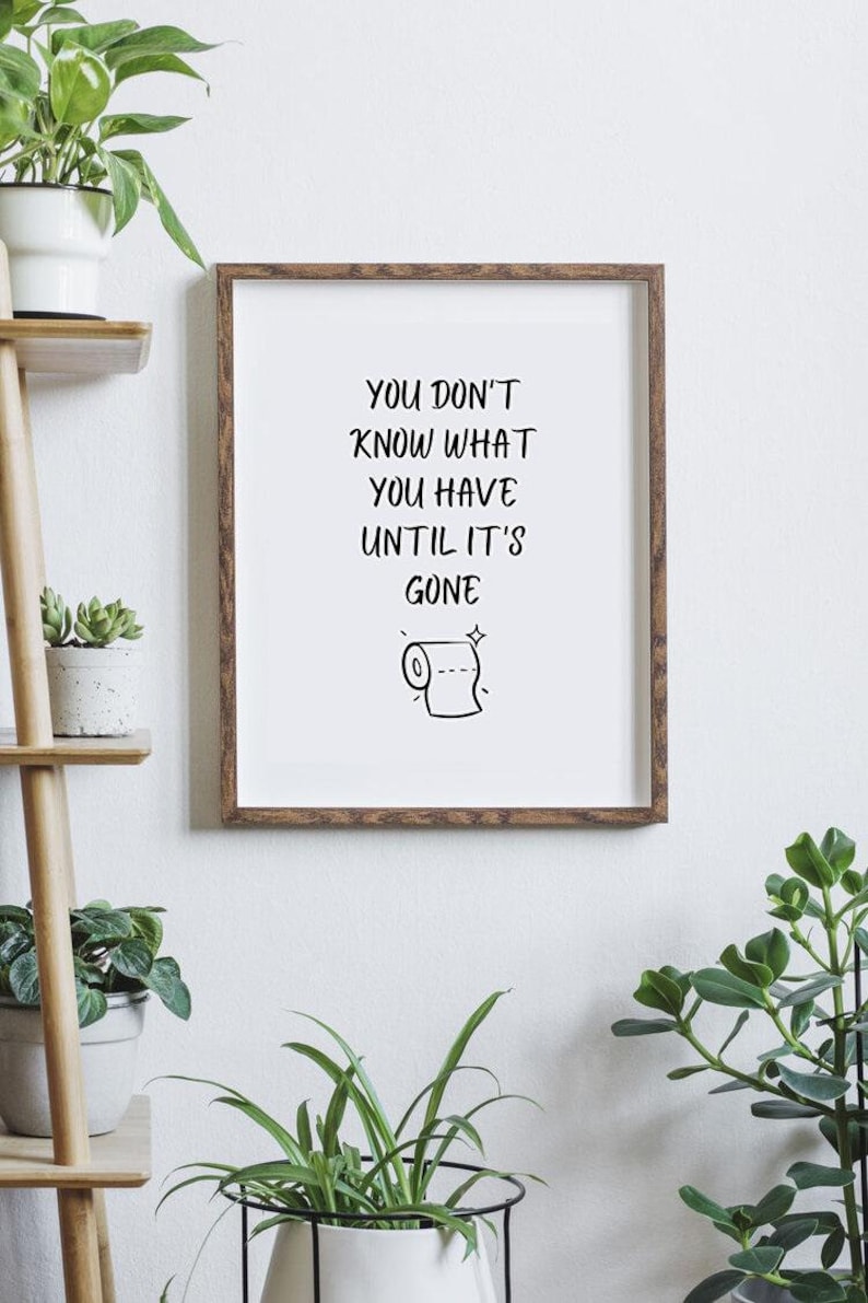 Funny Toilet Sign, No Toilet Paper, Toilet Roll Joke, Vintage Design