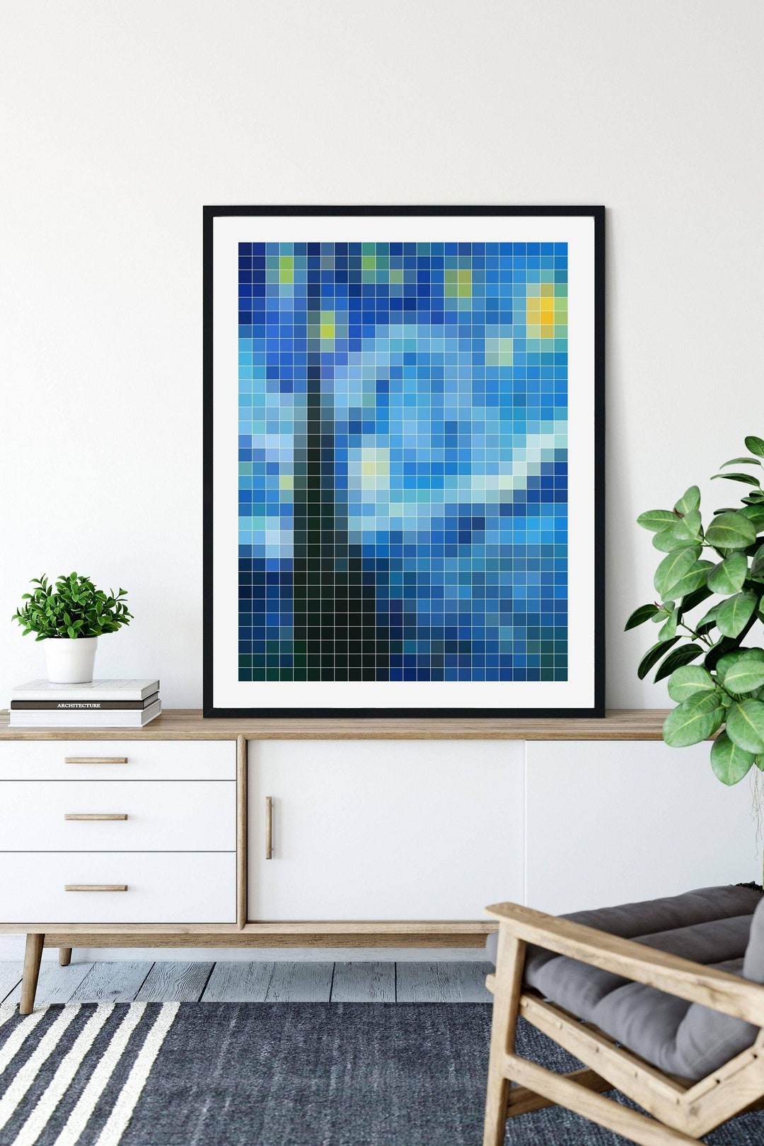 Van Gogh the Starry Night Pixel Art, Printable Wall Art, 8 Bit Art ...