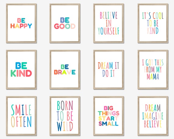 12 Kids Quotes Bundle Printable Wall Art Poster Set Nursery - Etsy