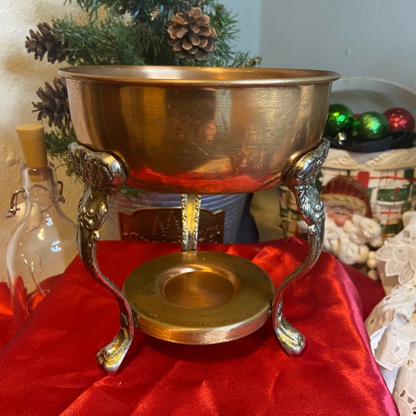 Vintage Copper and Brass Chafing Dish Stand