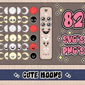 Moon Clipart⎥Cute Moon Faces svg⎥Educational svg⎥svg for cricut and silhouette⎥trendy svg and png