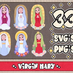 Jungfrau Maria svg⎥Jungfrau von Guadalupe Clipart⎥Kommunion Clipart⎥Clipart Set⎥trendy svg und png