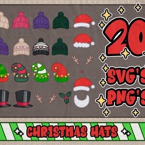 Christmas Hats Clipart⎥Winter Hats svg⎥Santas Hat svg⎥svg for cricut and silhouette⎥trendy svg and png clipart