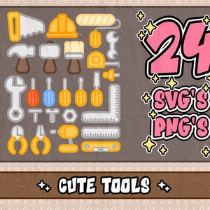Outils mignons Clipart⎥outils svg⎥mignon svg⎥svg pour cricut et silhouette⎥tendance svg et png