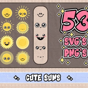 Sun Clipart⎥Cute Sun Faces svg⎥Educational svg⎥svg for cricut and silhouette⎥trendy svg and png