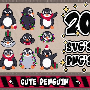 Christmas Penguin svg⎥Cute Penguin clipart⎥Winter Penguin clipart⎥svg per cricut e silhouette⎥trendy svg e png