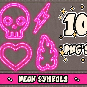 Clipart de letrero de neón rosa realista⎥símbolos⎥trendy png clipart