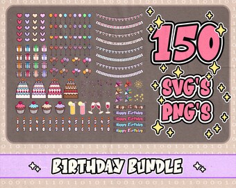 Birthday Bundle svg⎥Colorful Birthday Clipart⎥Party svg⎥svg for cricut and silhouette⎥trendy svg and png