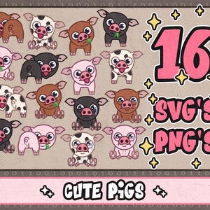 Cute Pig svg⎥Vegan svg⎥animal clipart⎥svg voor cricut en silhouet⎥trendy svg en png