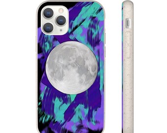 Funda para teléfono ecológica, Funda biodegradable, Funda eco para iPhone, Funda para iPhone Moon, iPhone 11 12 13