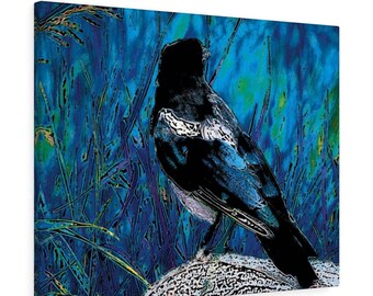Magpie Wall Art, Magpie Print, Magpie Painting, Magpie Canvas Art, Bird Wall Art, Bird Painting, Bird Art, Magpie Art, Bird Lover Gift