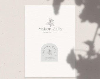 Interior design logo, home decor logo, calla lily flower, line art, botanical, floral logo, branding, boutique, photography, event planner