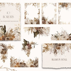 kommerzielle Nutzung Aquarell braune Blume Hochzeit Einladungskarte