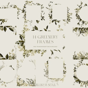 groen frames aquarel clipart groen randen PNG digitale download trouwkaarten bladeren tak twijgen commercieel gebruik