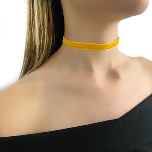 Yellow Velvet Choker Necklace Velvet Choker Yellow Choker Necklace Thin Choker Necklace Bohemian Choker Gothic Choker image 1