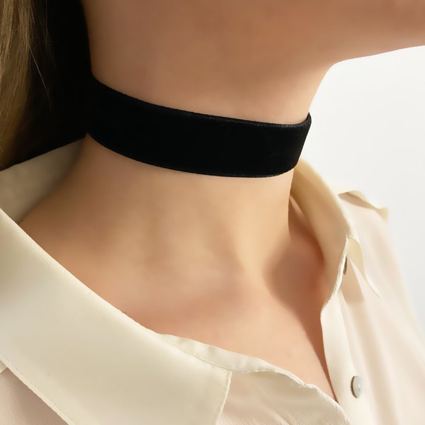 Black Velvet Choker Necklace - Thick Velvet Choker - Black Choker Necklace - Thin Choker Necklace - Bohemian Choker - Gothic Choker