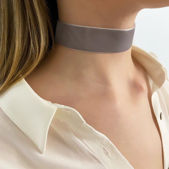 Grey velvet on sale choker necklace