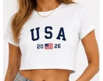 Top corto de la Copa Mundial de EE. UU. 2026, camiseta de fútbol de EE. UU., camiseta corta de fútbol para mujer, camiseta para aficionados al fútbol estadounidense, top deportivo de fútbol estilo Y2K