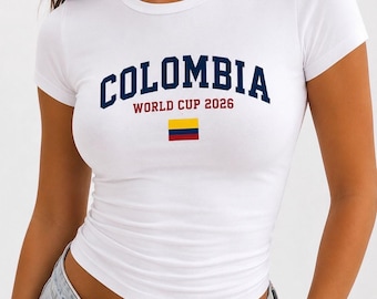 Camiseta infantil Colombia Mundial 2026, Camiseta de fútbol de Colombia, Top corto de fútbol para mujer, Camiseta para aficionados al fútbol colombiano, Camiseta deportiva Y2K para bebé