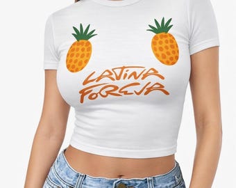 Latina Foreva Crop Top, Tropical Pineapple Tee, Coachella Festival Outfit