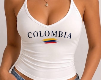 Colombia World Cup 2026 Halter Top, Colombia Soccer Fan Shirt, Football Game Day Tank, Colombian Pride Top, Soccer Fan Apparel