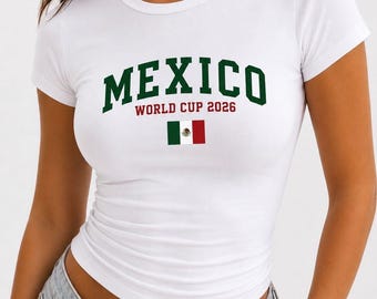 Camiseta de bebé México Mundial 2026, Camiseta de fútbol de México, Top corto de fútbol para mujer, Camiseta para aficionados al fútbol mexicano, Camiseta deportiva Y2K para bebé
