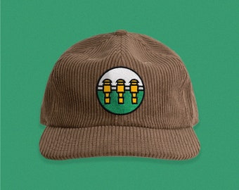 Brown Colored Three Rod Barrage Foosball Embroidered Corduroy Hat
