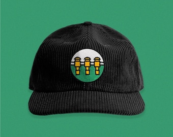 Black Colored Three Rod Barrage Foosball Embroidered Corduroy Hat