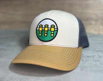 Richardson Mustard, Cream and Gray Three Rod Barrage Embroidered Foosball Hat