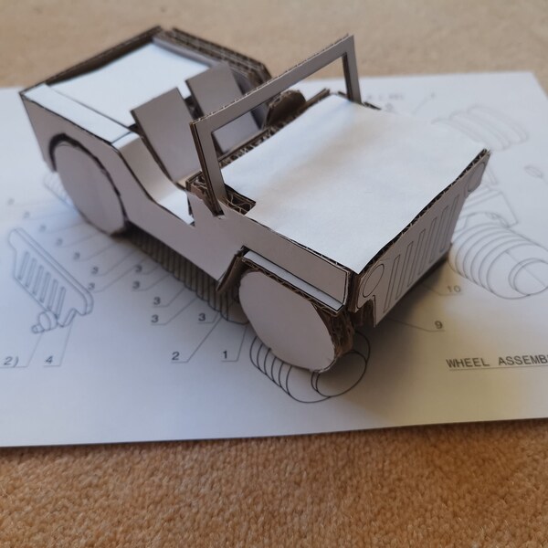Jeep Willys easy to follow cardboard plans plus DXF and SVG files