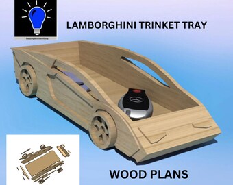 Lamborghini Aventador Trinket box, Trinket tray, Key bowl DIY wood plans plus DXF and SVG files laser cut cnc