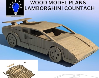 Lamborghini Countach DIY wood plans patterns plus DXF and SVG files laser cut cnc
