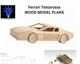 Ferrari Testarossa DIY wood plans plus DXF and SVG files laser cut cnc