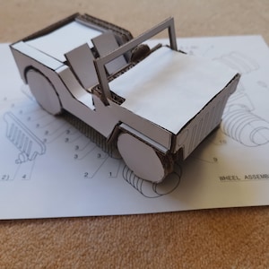 Planos de cartón fáciles de seguir para un vehículo 4x4, además de archivos DXF y SVG