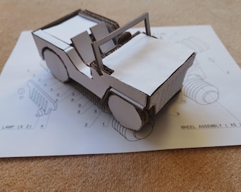 4X4 car easy to follow cardboard plans plus DXF and SVG files