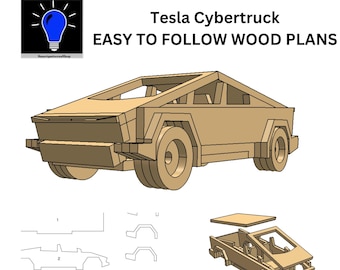 Tesla Cybertruck toy car DIY wood plans plus DXF and SVG files laser cut cnc
