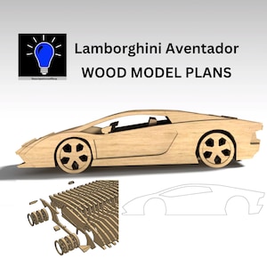 Lamborghini Aventador DIY wood plans plus DXF and SVG files laser cut cnc