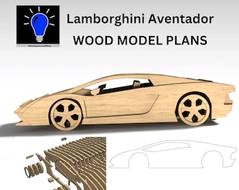 Lamborghini Aventador DIY wood plans plus DXF and SVG files laser cut cnc