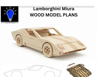 Planos de madera para el modelo Lamborghini Miura (DIY) más archivos DXF y SVG cortados con láser CNC.