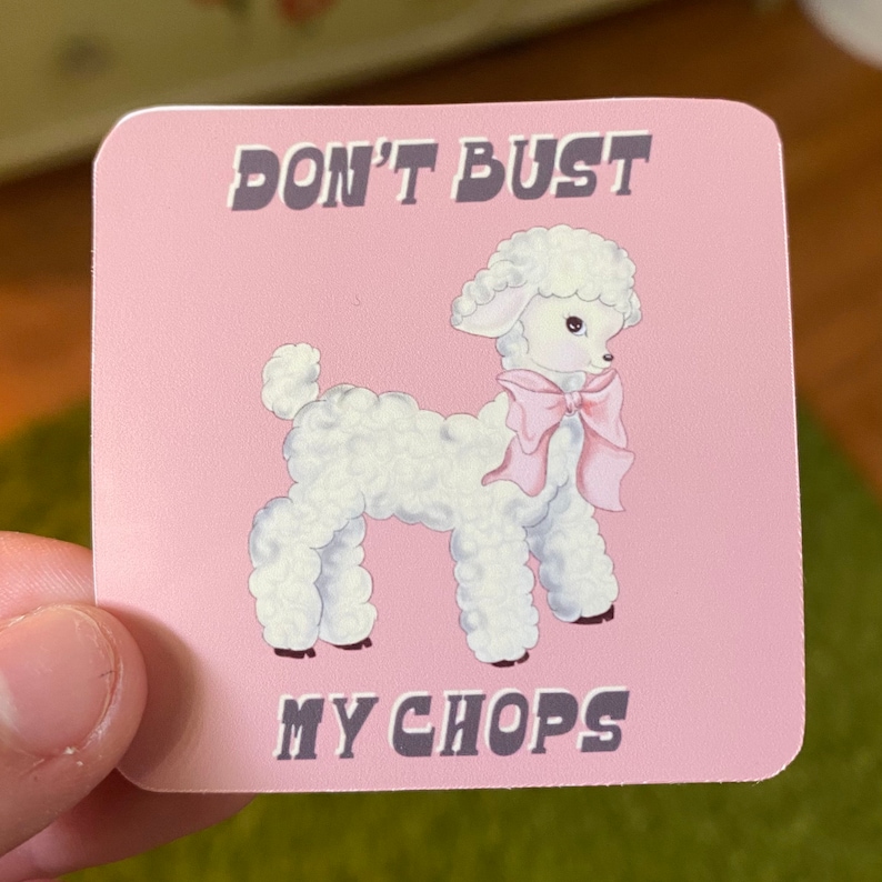 Dont Bust My Chops Lamb Sticker Vintage Illustration Pink Etsy