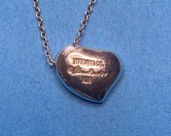Tiffany and Co Elsa Peretti Full Heart Necklace 17 Inches 3.4 grams
