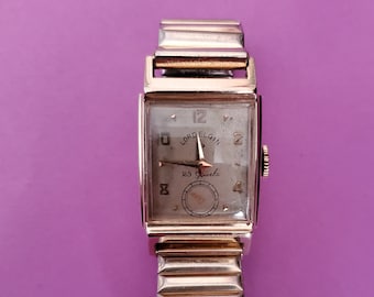 Elgin Rose Gold Watch Lord Elgin 10K Gold 23J Grade 718 Men's