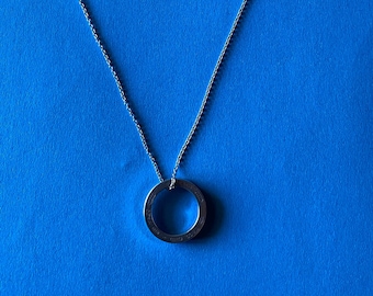 Tiffany & Co. 1837 Round Circle Ring Pendant Necklace Silver 925, 16"