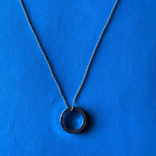 Tiffany & Co. 1837 Round Circle Ring Pendant Necklace Silver 925, 16"