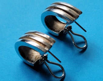 Tiffany & Co 925 Sterling Silver Atlas Groove 1995 Clip On Earrings Rare 17.9grams
