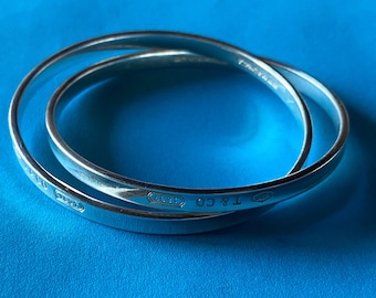 Tiffany & Co. 1837 Collection Interlocking 5mm Circles Bangle Bracelet sterling 925